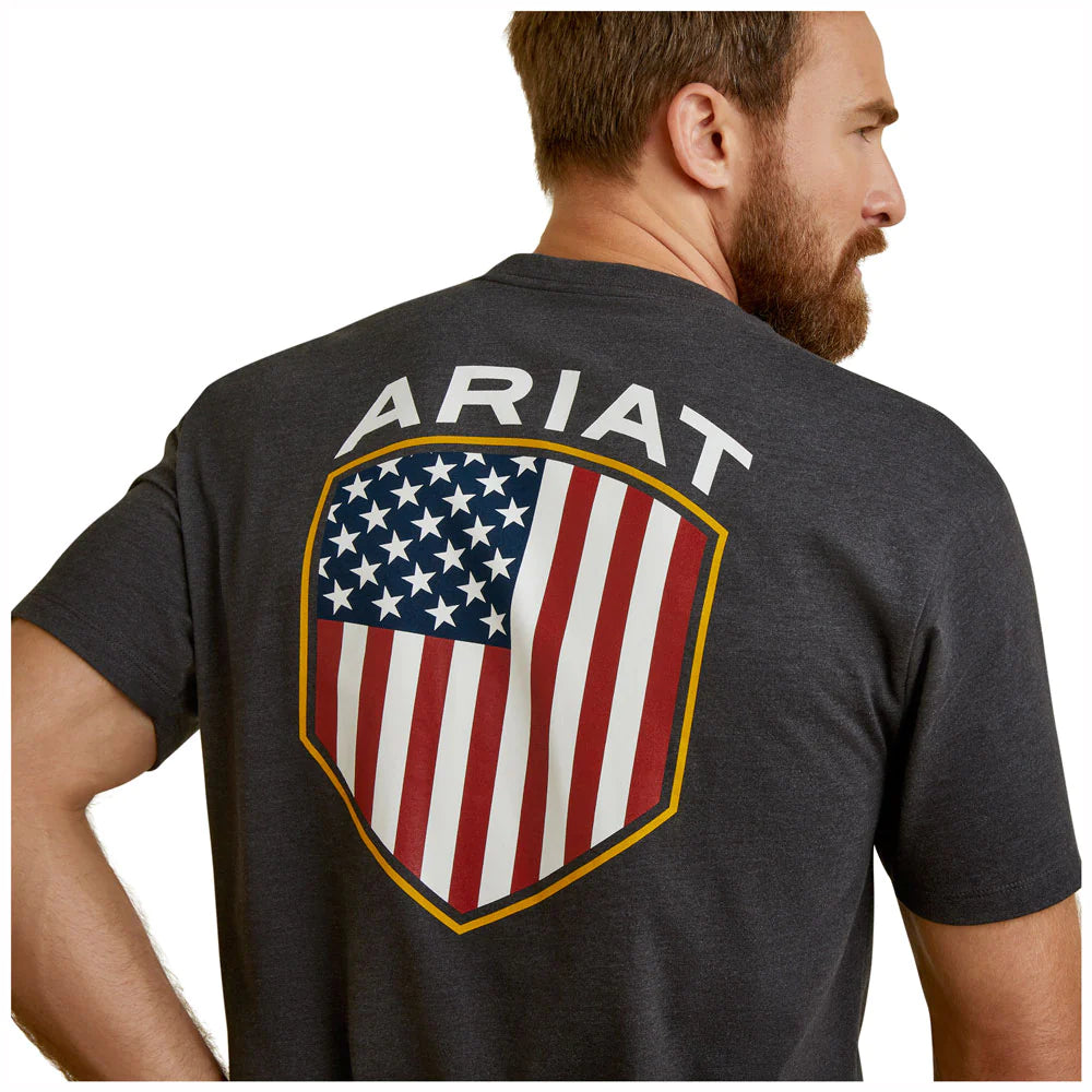 Ariat Men's Patriot Badge Short Sleeve Tee - Charcoal Heather