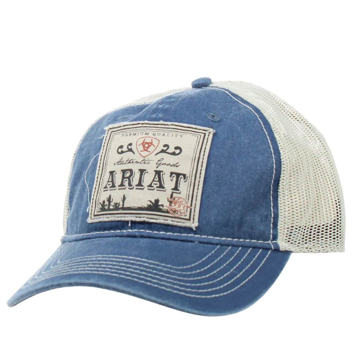 ARIAT Authentic Logo Patch Adjustable Mesh Back Baseball Cap Denim