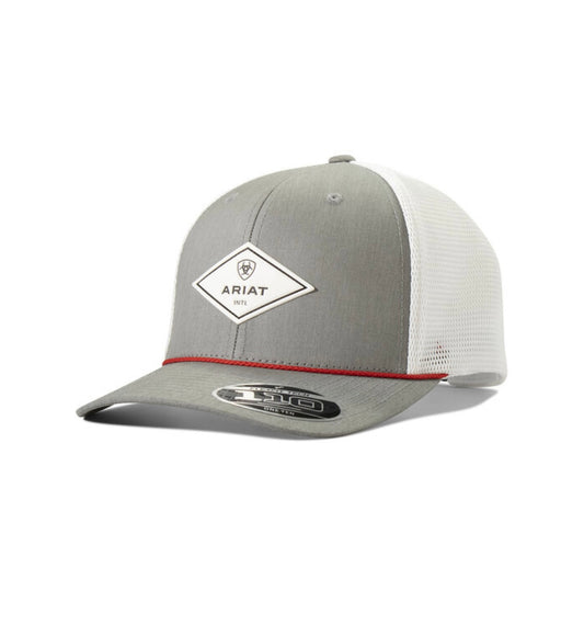 Ariat Putty and White with White Rubber Diamond Logo Patch Cap