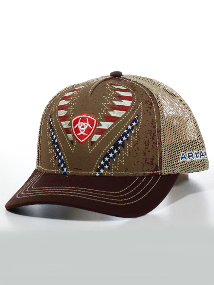 American Flag Brown Cap