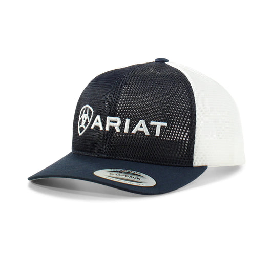 Ariat Embroidered Logo Navy and White Snapback Cap Hat