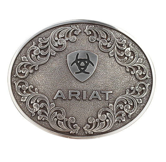 Ariat Men's Belt Buckle Oval Smooth Edge Scroll Logo
