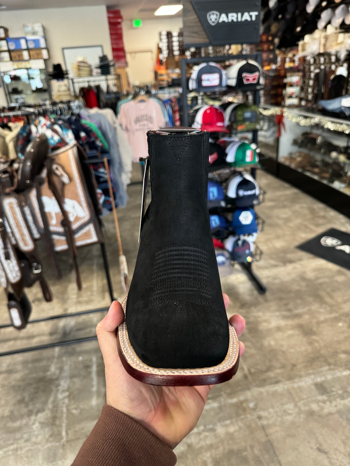 Men's Botin Los Altos Boots Nobuck Black Wide Square Toe