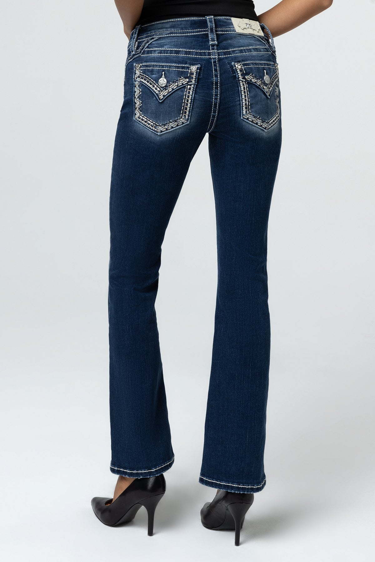 Graphite Stitched Bootcut Jeans