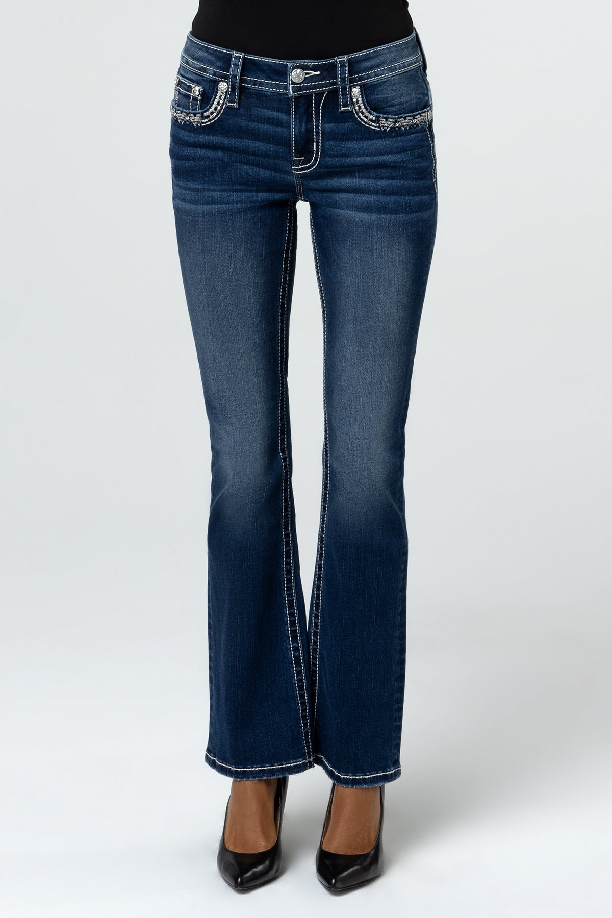 Graphite Stitched Bootcut Jeans