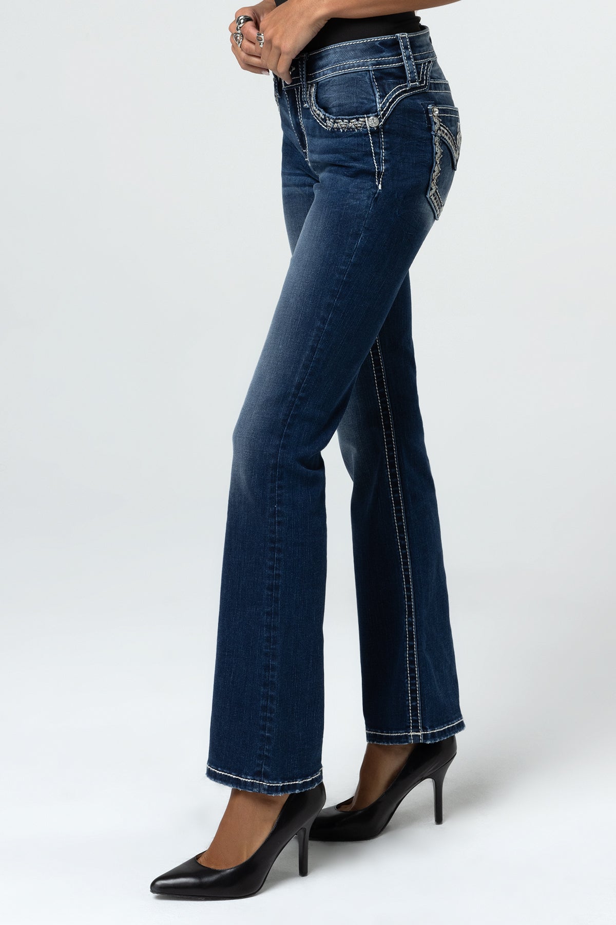 Graphite Stitched Bootcut Jeans