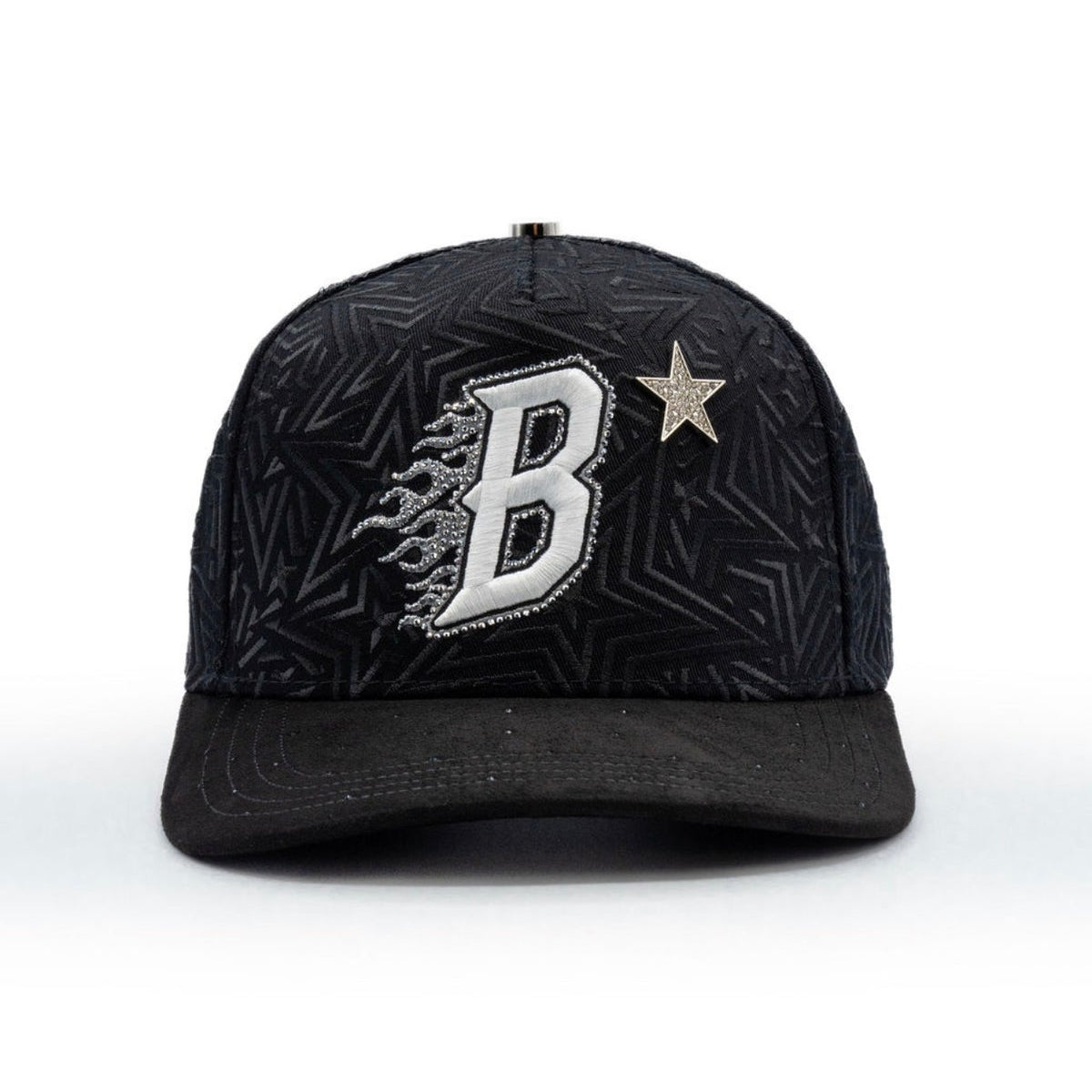 Bigg Boss B Star Hat front view in black with crystal B logo