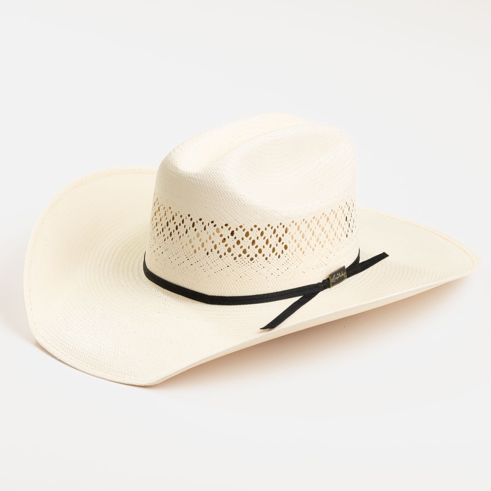 Larry Mahan 10X Cowboy Weston Straw Hat front angled view in natural straw