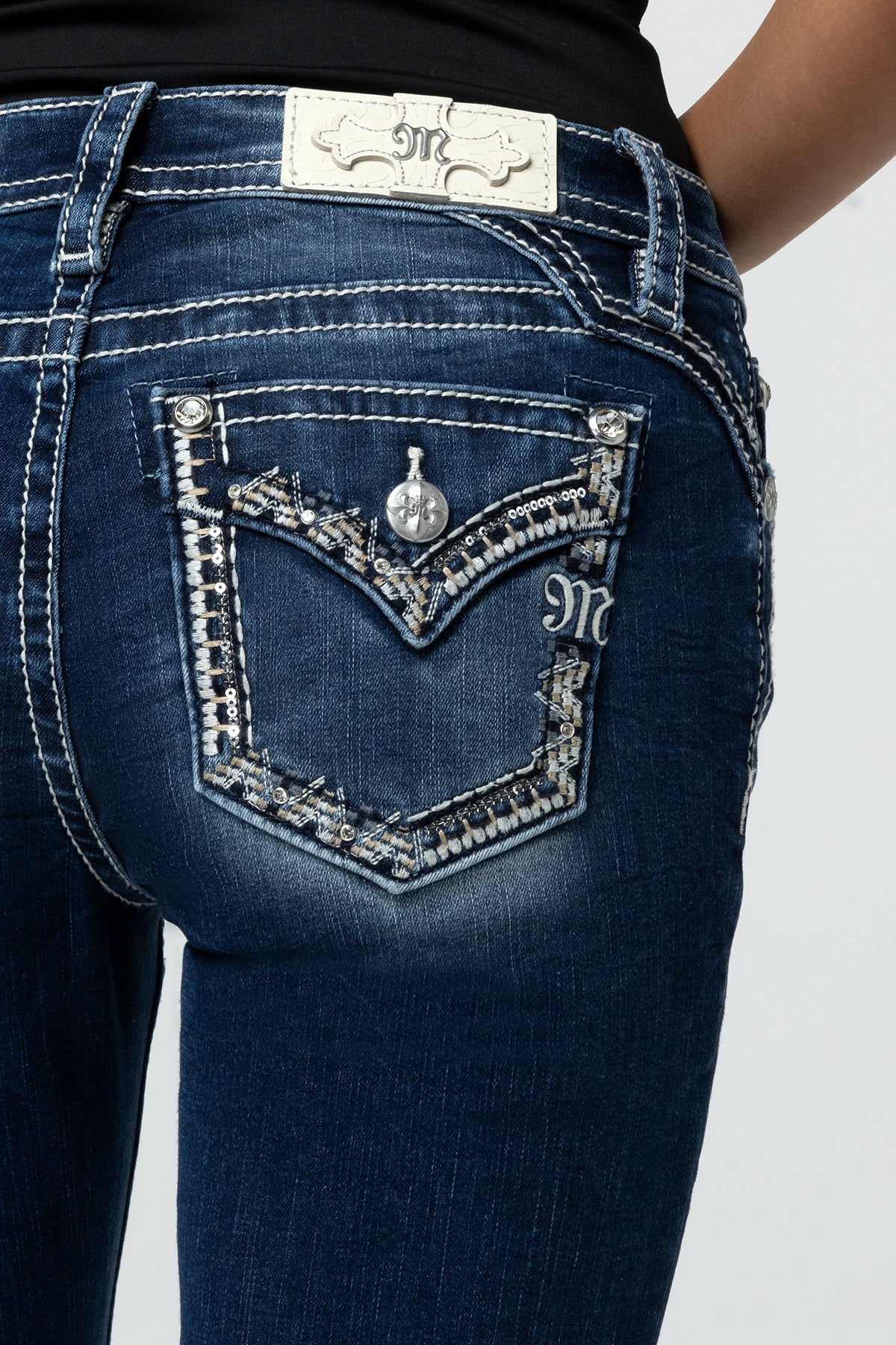 Graphite Stitched Bootcut Jeans