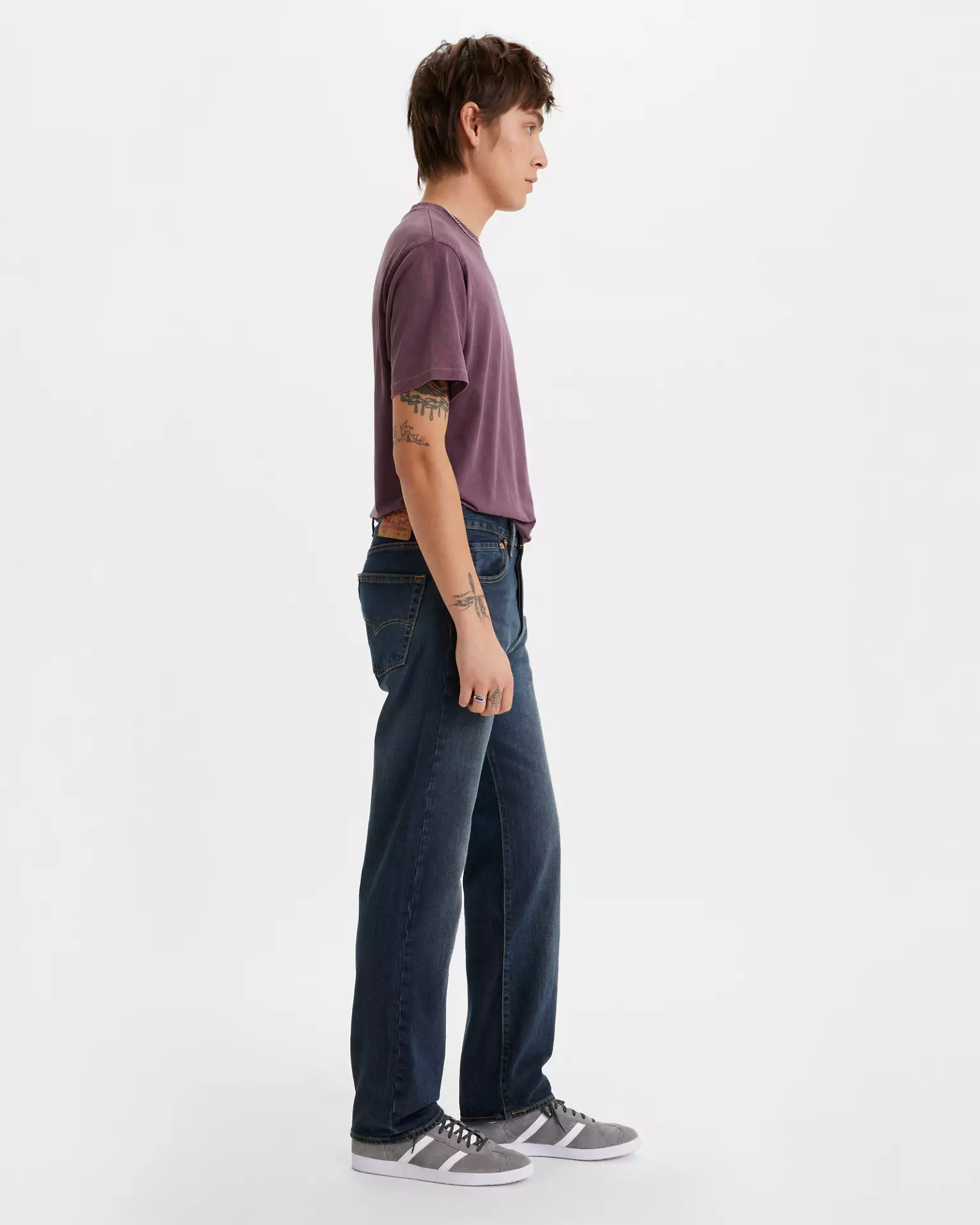 Levi’s 501 Original Fit Men’s Jeans side view on model in blue denim