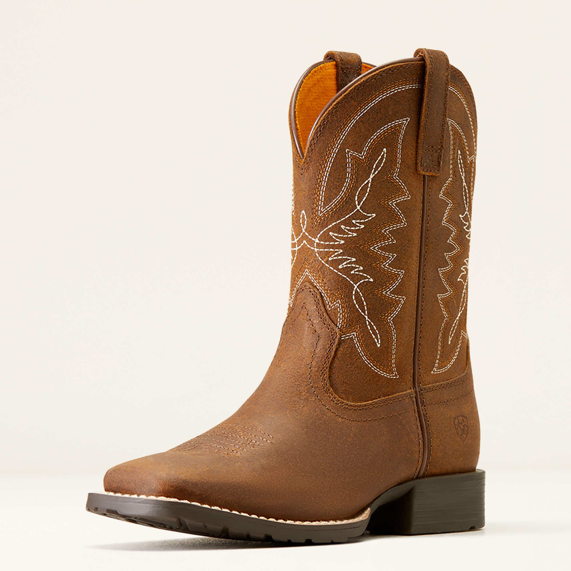 Ariat Youth Hybrid Rancher Western Boot side view in brown leather