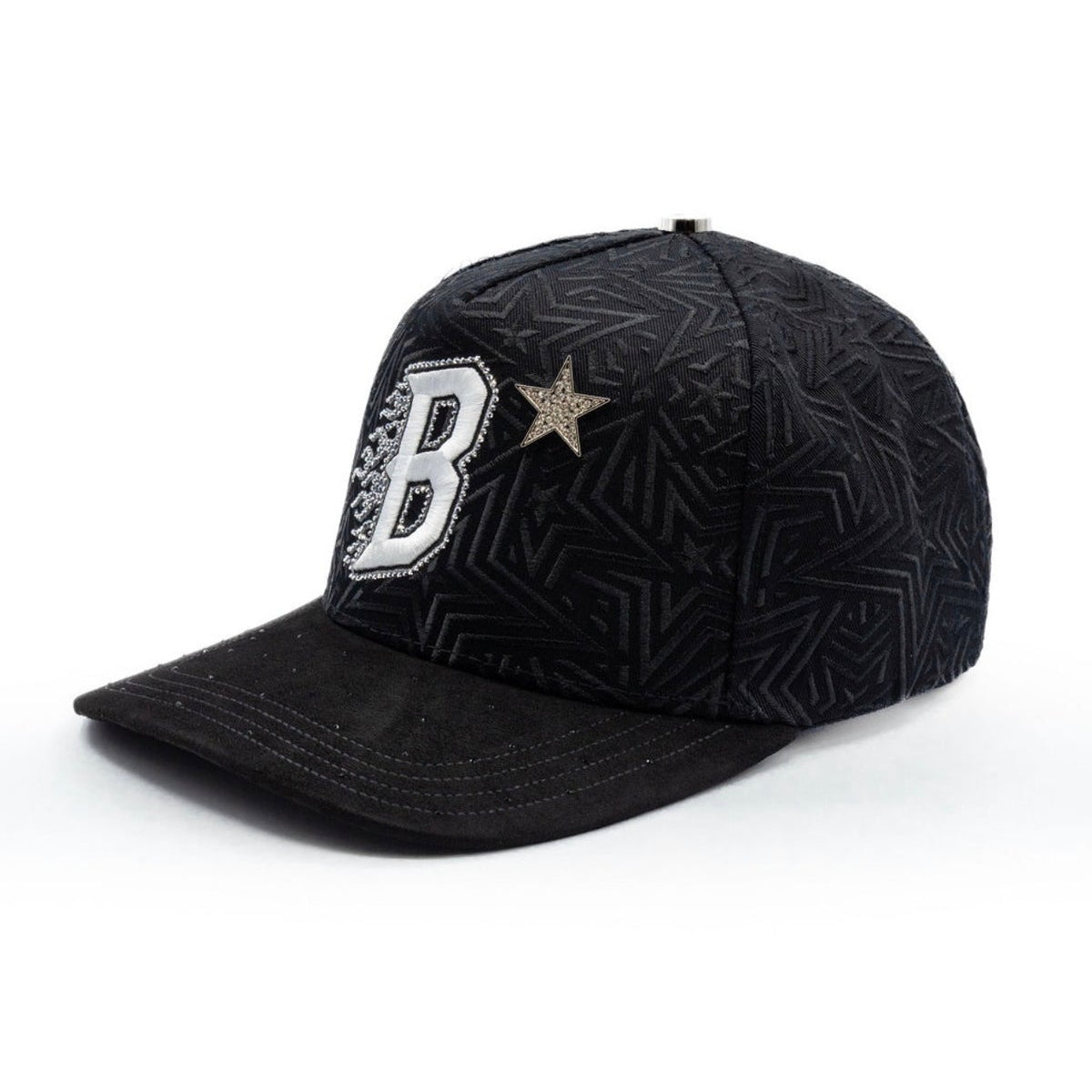 Angled side view of Bigg Boss B Star Hat in black
