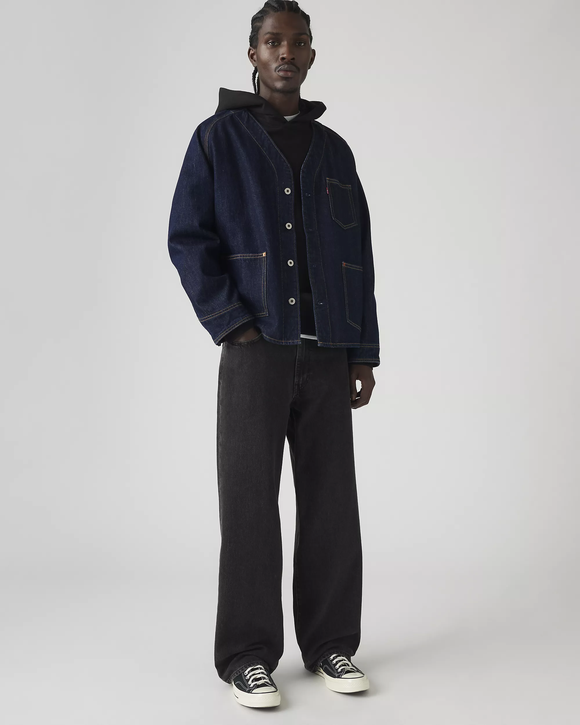 Levi’s 578 Baggy Men’s Jeans shown on model in dark wash denim
