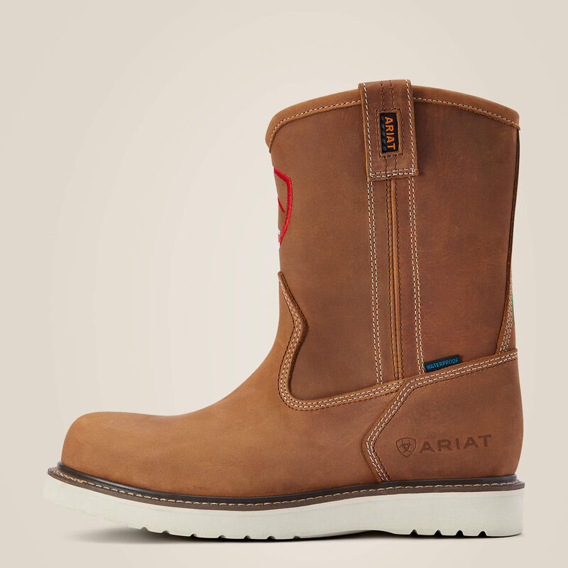 Bota de trabajo impermeable Orgullo Mexicano con cuña de varilla de refuerzo 