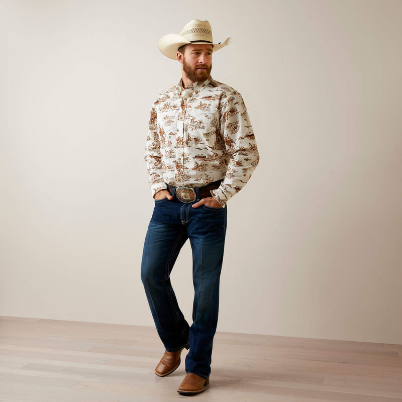Camisa clásica elástica Paniolo Western Aloha resistente a las arrugas 