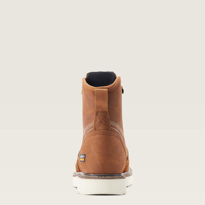 Bota de trabajo con punta de mocasín y cuña de varilla de refuerzo, impermeable, de 6" y con punta de material compuesto