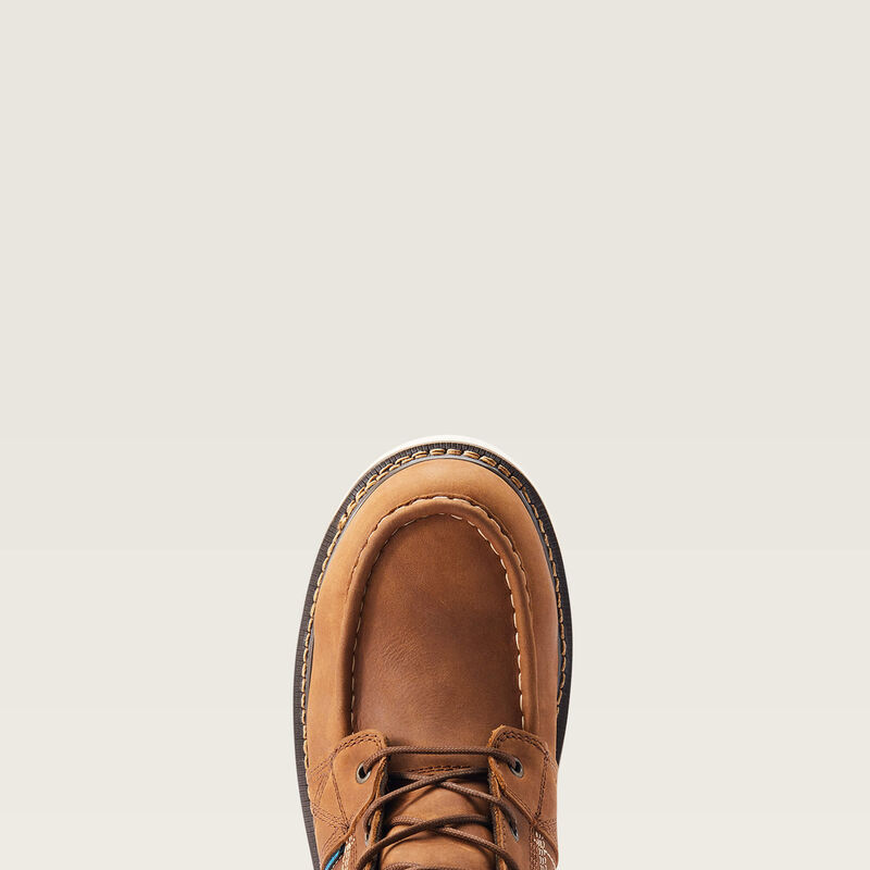 Bota de trabajo con punta de mocasín y cuña de varilla de refuerzo, impermeable, de 6" y con punta de material compuesto