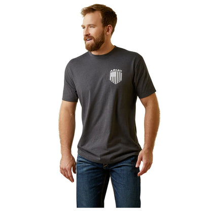 Ariat Men's Patriot Badge Short Sleeve Tee - Charcoal Heather