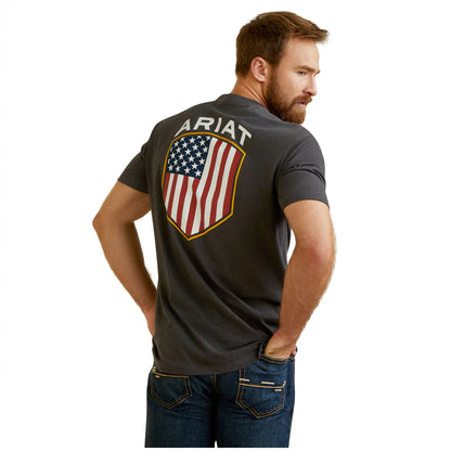 Ariat Men's Patriot Badge Short Sleeve Tee - Charcoal Heather