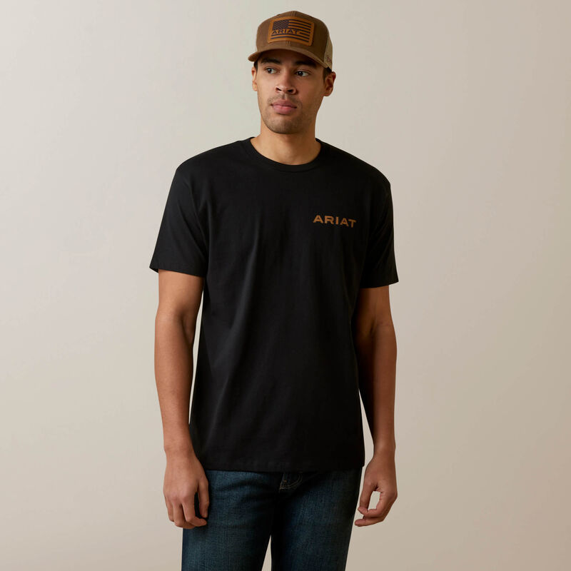 Ariat Men's Black with Gold Logo Shield Graphic Short Sleeve T-Shirt
