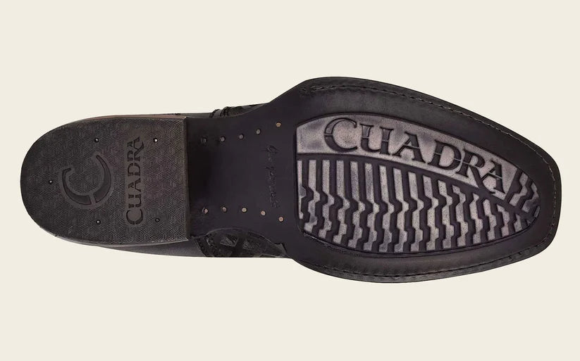 Bota vaquera Oxford gris grabada de piel bovina auténtica 