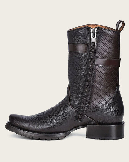 Men's black casual leather boots