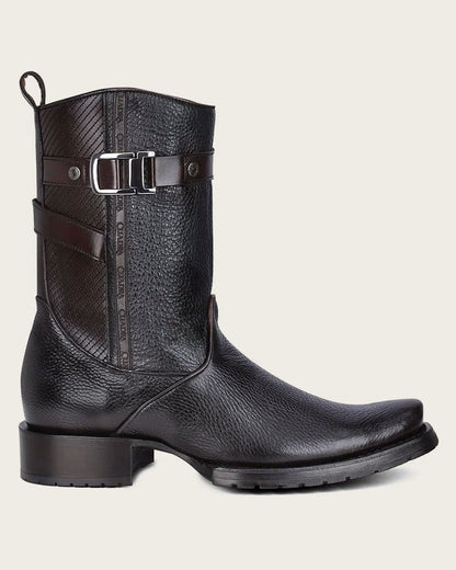 Men's black casual leather boots