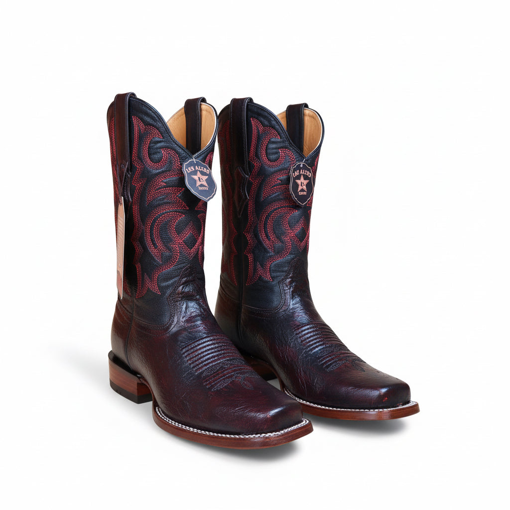 Smooth Ostrich Black Cherry Rodeo Square Toe