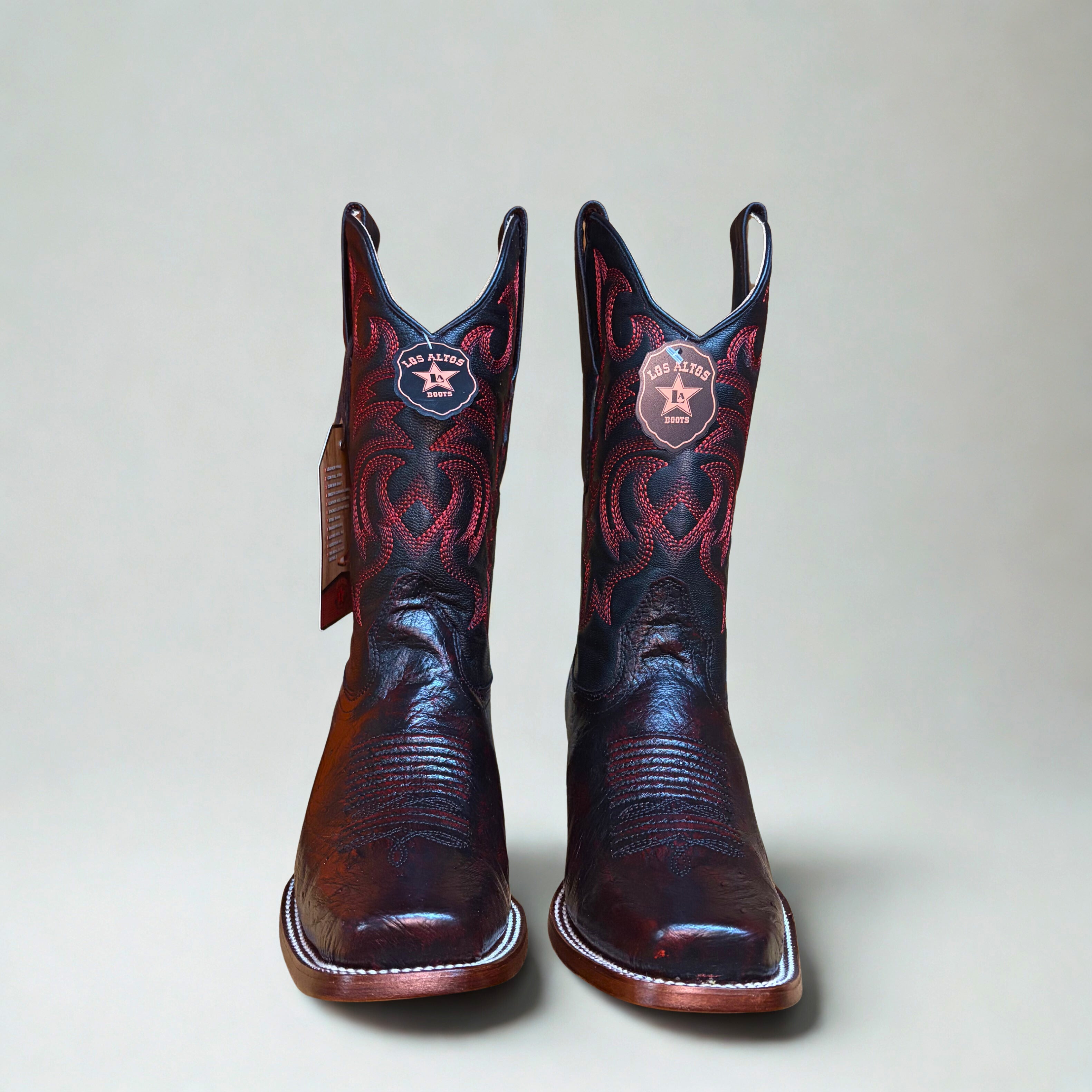 Smooth Ostrich Black Cherry Rodeo Square Toe