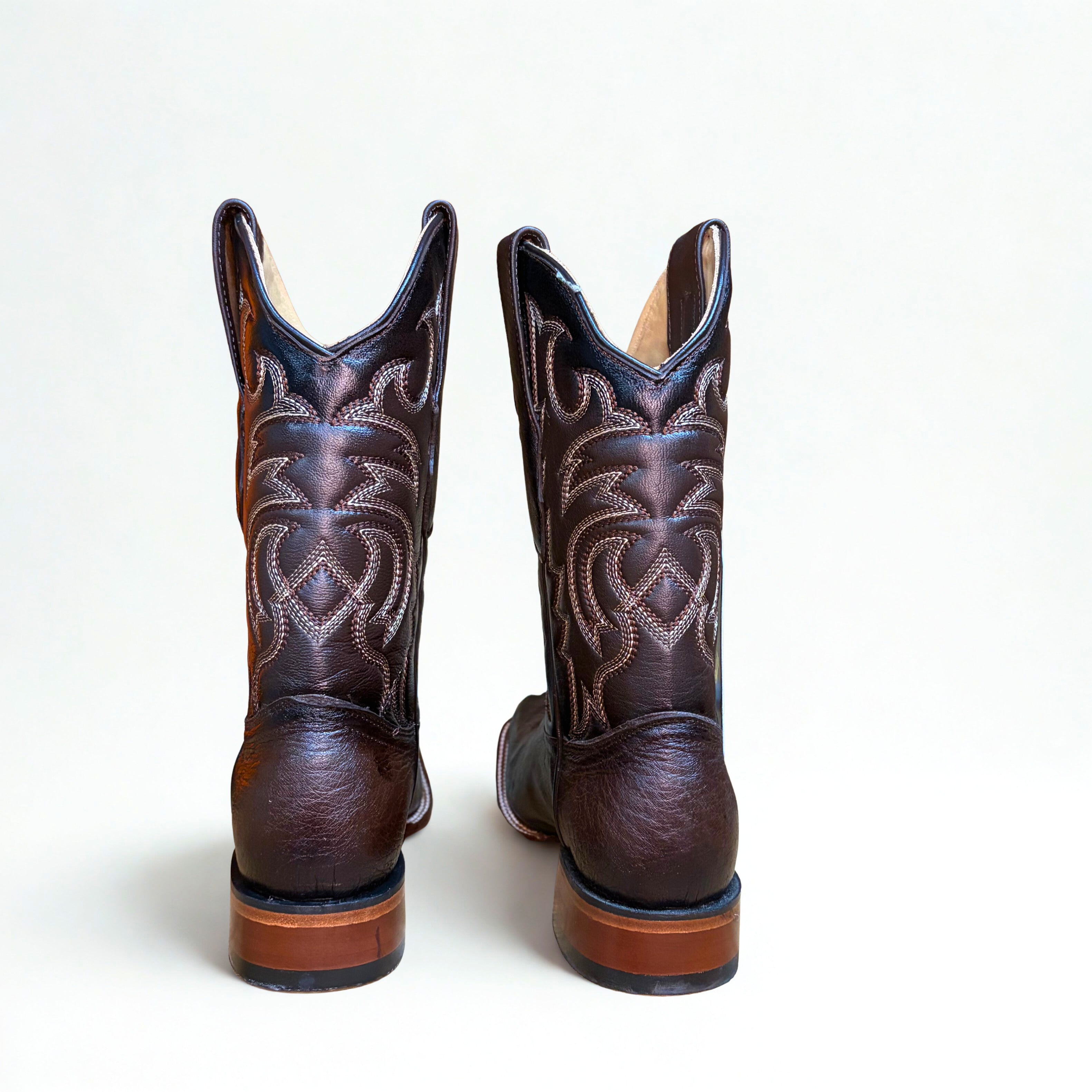 Smooth Ostrich Faded Brown Rodeo Square Toe Boot