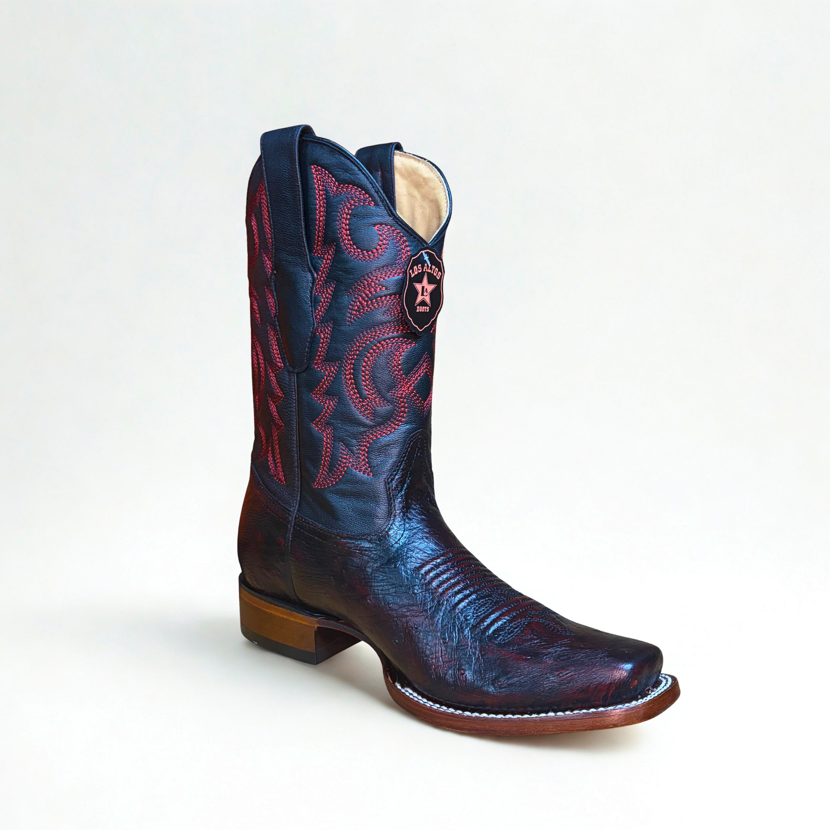 Smooth Ostrich Black Cherry Rodeo Square Toe