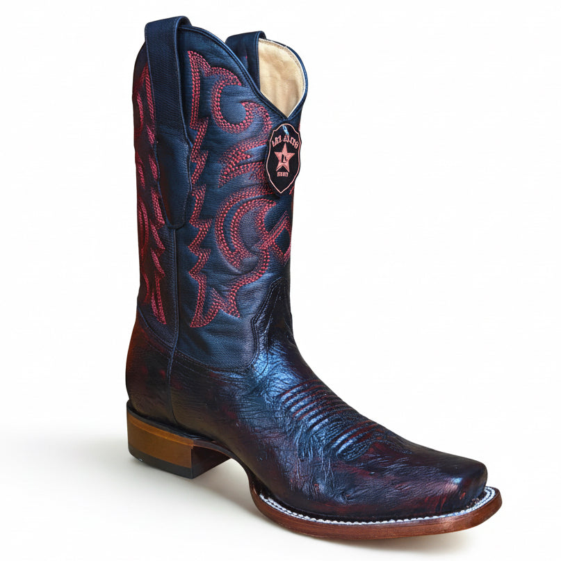 Smooth Ostrich Black Cherry Rodeo Square Toe