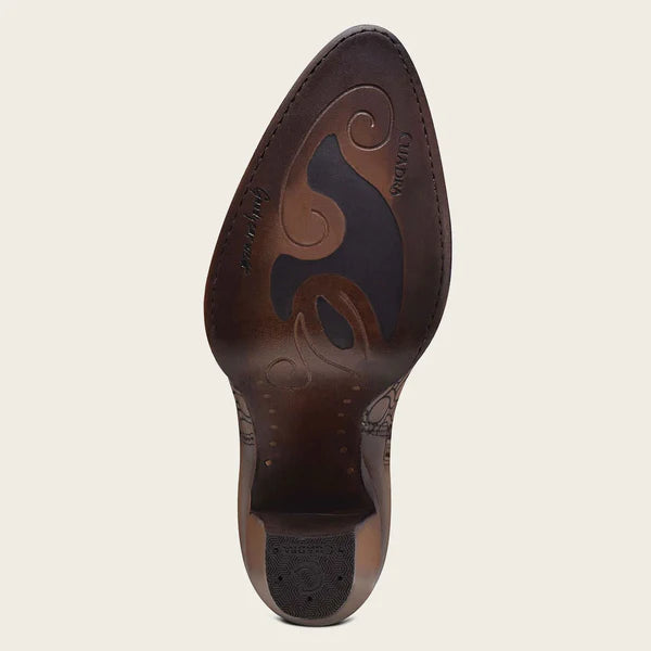 Handwoven Brown Leather Bootie With Austrian Crystals