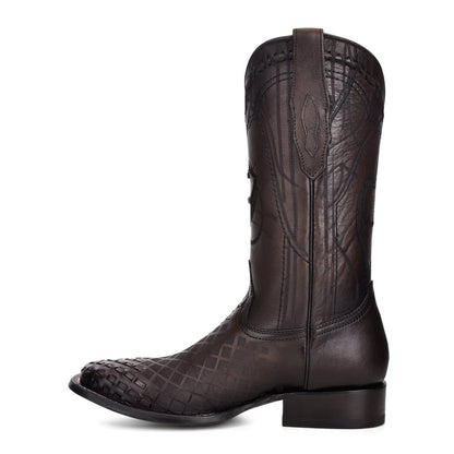 Men's Cuadra Engraved Black Leather Western Boots CU676