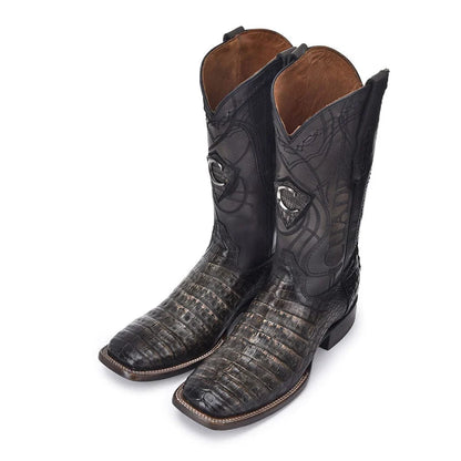 CUADRA MN ATLANTIC BLACK SAND CAIMAN EMBROIDERY & LASER & WOVEN SQUARE TOE