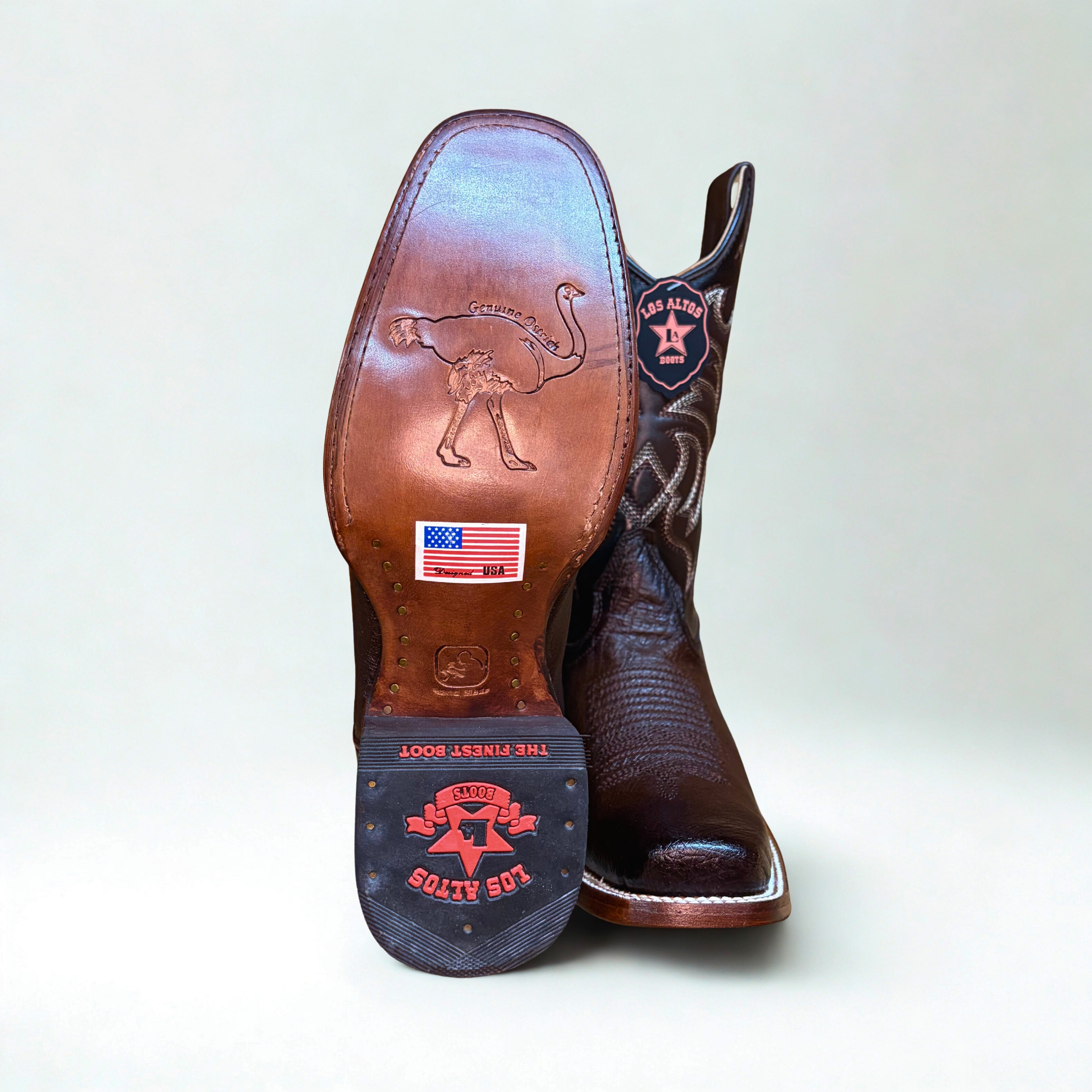 Smooth Ostrich Faded Brown Rodeo Square Toe Boot