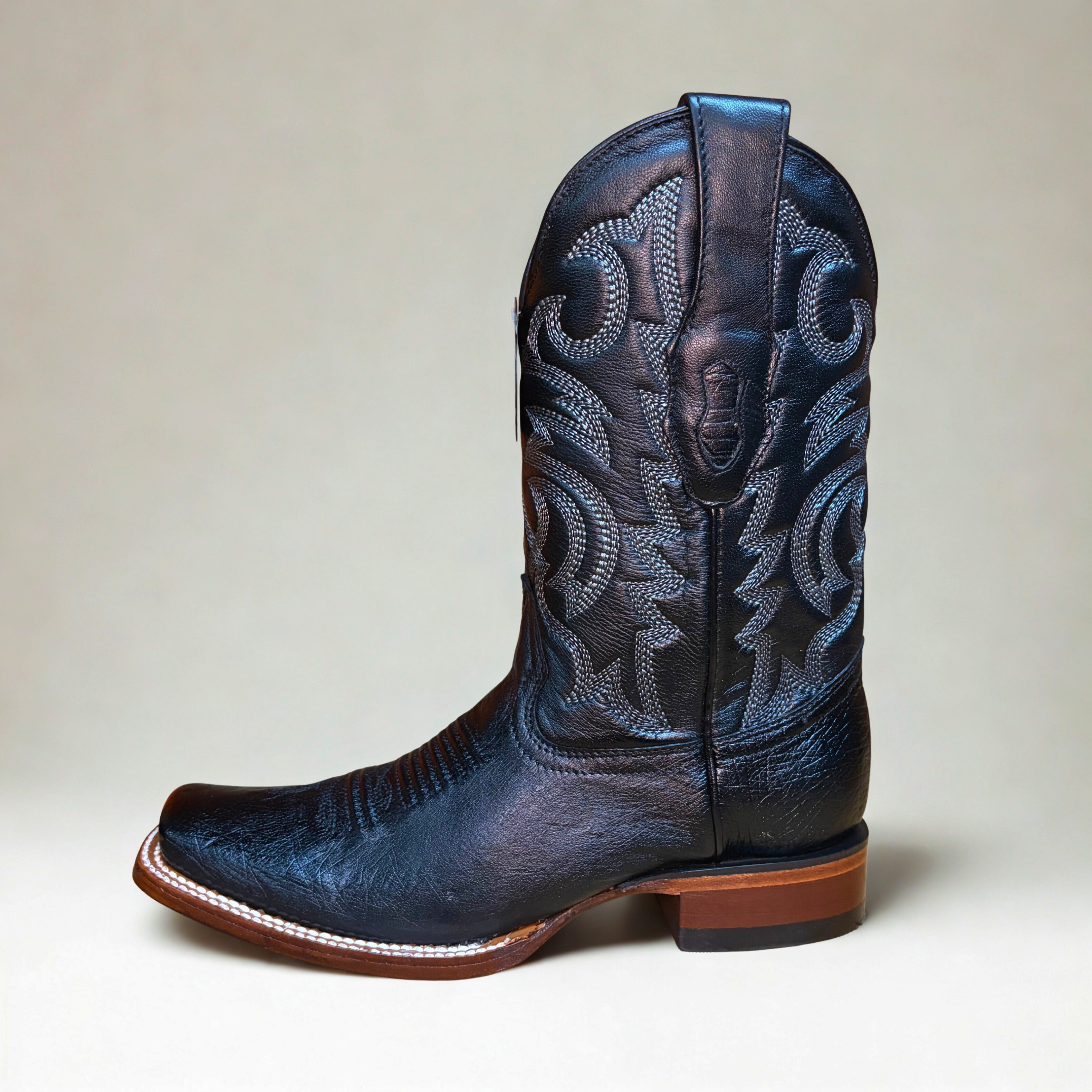 Smooth Ostrich Black Rodeo Square Toe Boot