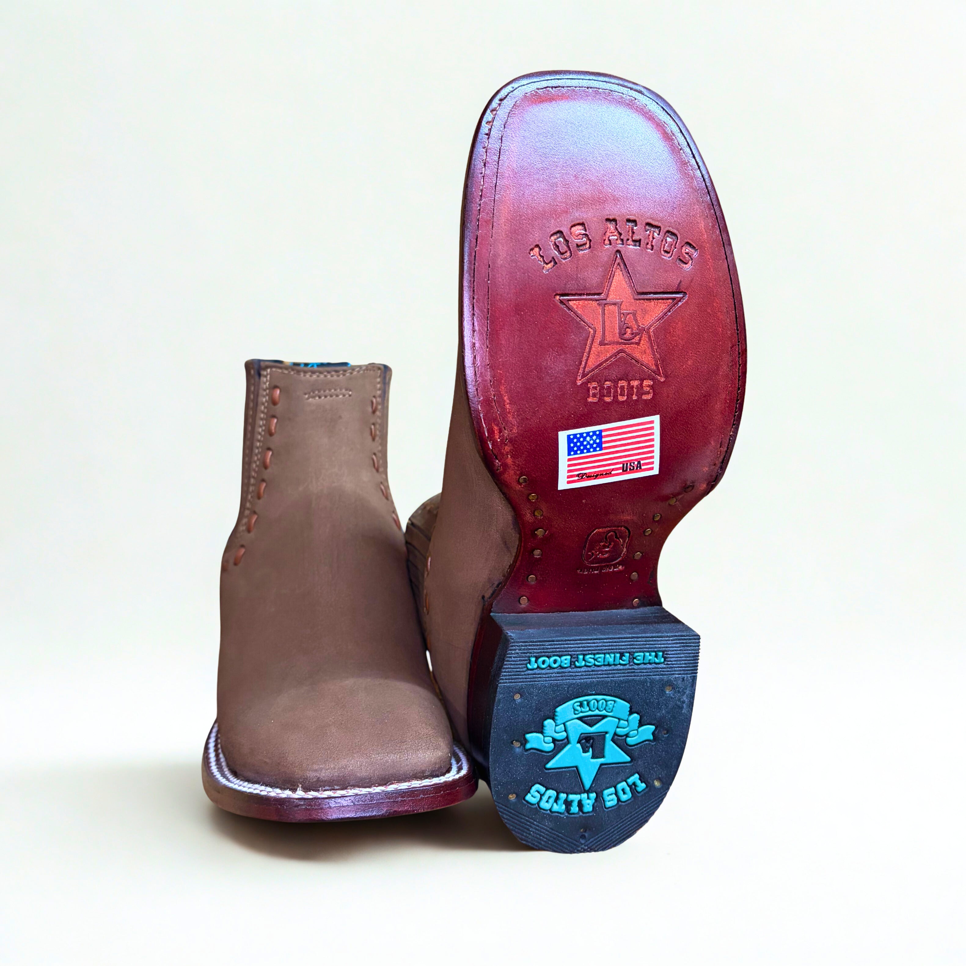 Nubuck Taupe Wide Square Toe Ankle Boot