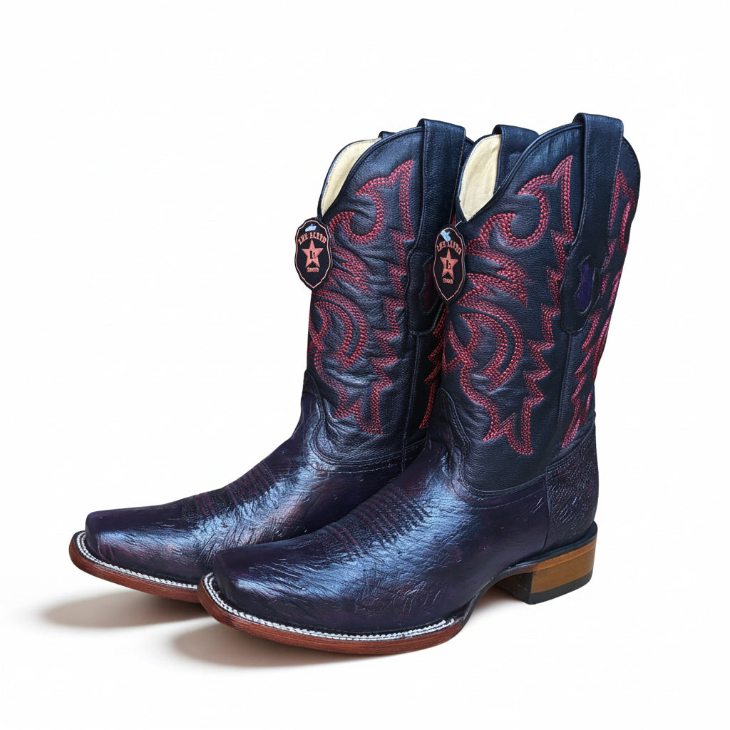 Smooth Ostrich Black Cherry Rodeo Square Toe