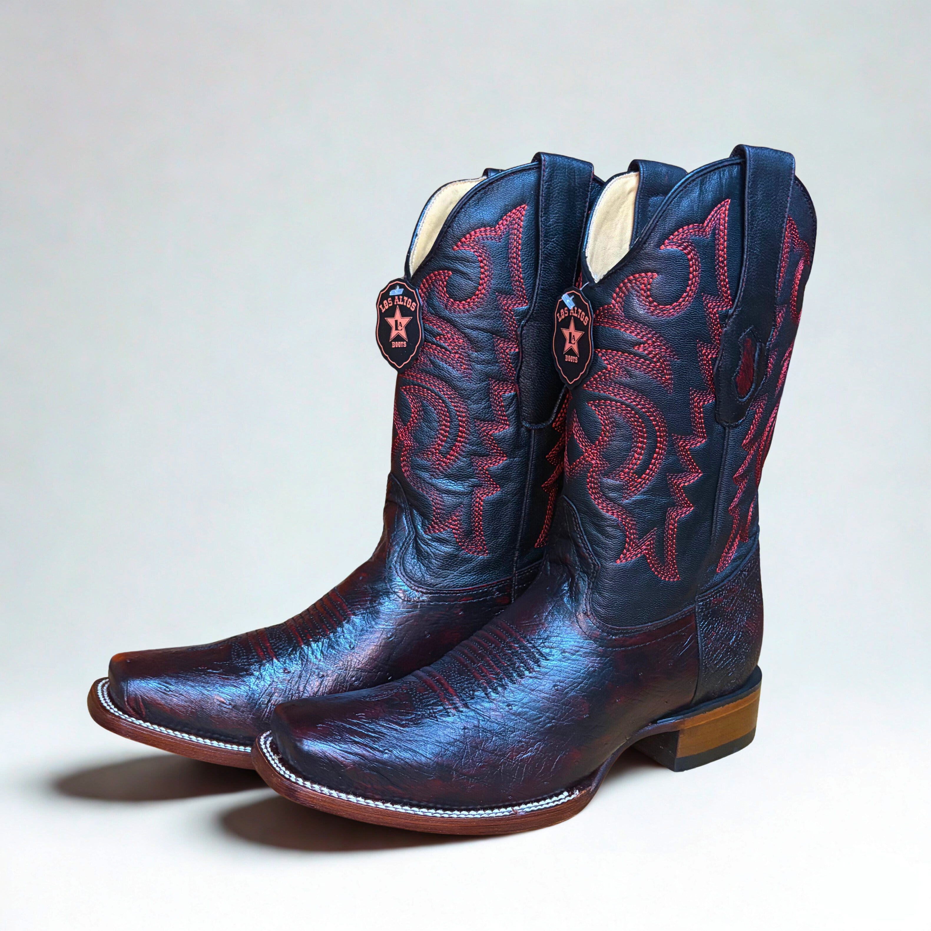 Smooth Ostrich Black Cherry Rodeo Square Toe