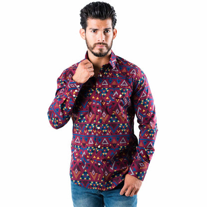 Platini Wine Aztec Shirt AZL8673