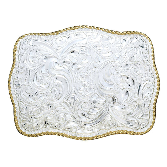 Crumrine Rectangle Buckle Scroll Design Western Belt Buckle