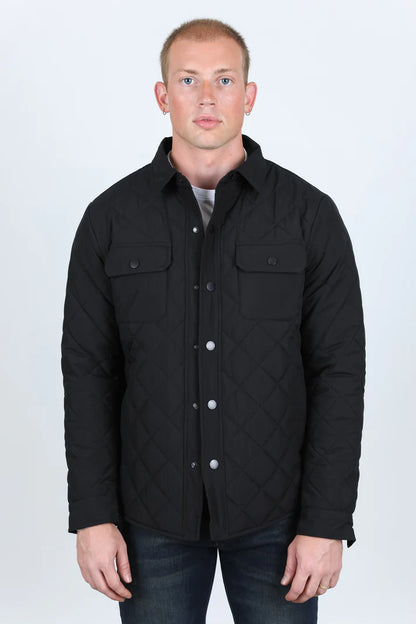 Mens Fur Lined Insulated Overshirt - Black