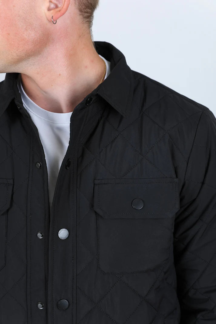 Mens Fur Lined Insulated Overshirt - Black