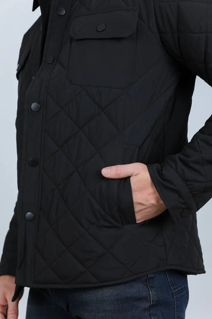 Mens Fur Lined Insulated Overshirt - Black