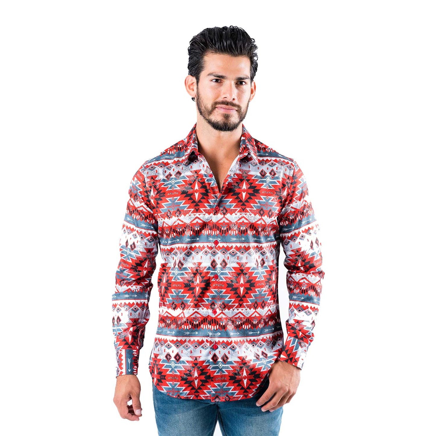 Platini Red Digital Aztec Shirt