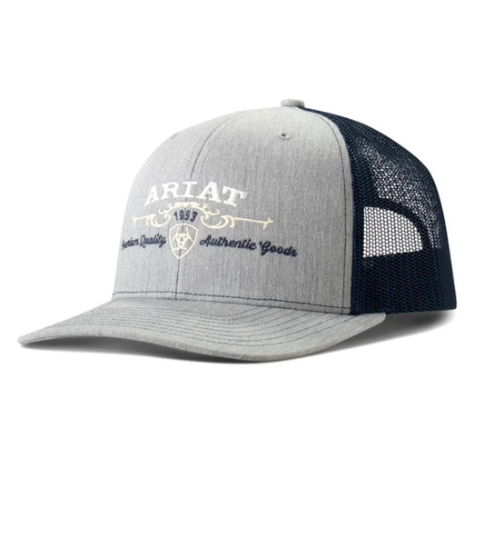 Ariat Hat Baseball Cap Logo Embroidered Mesh Snap Back Denim