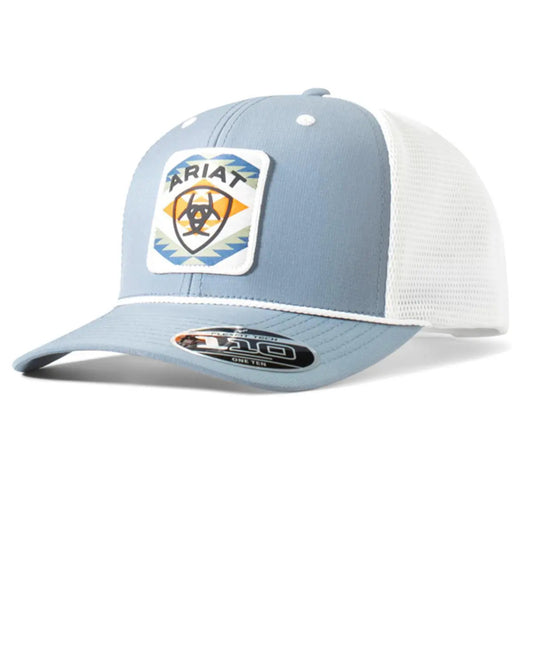 Ariat Western Cap Baseball Hat Mesh Snapback Logo Patch Blue