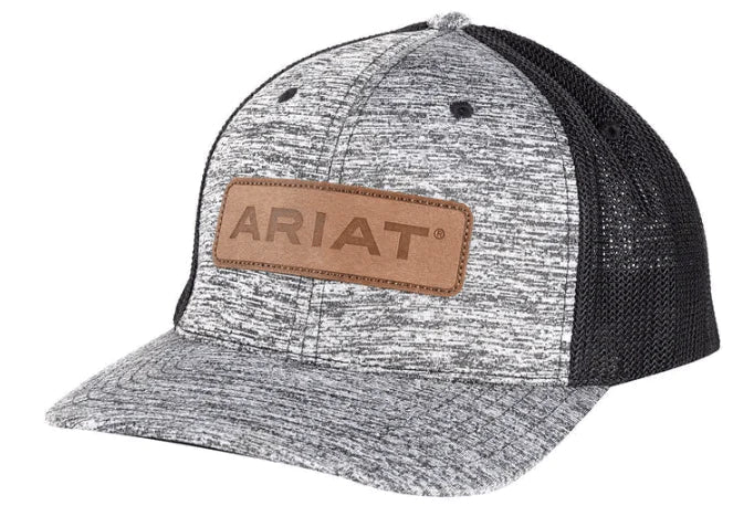 ARIAT LEATHER PATCH LOGO HEATHER GREY/BLACK CAP