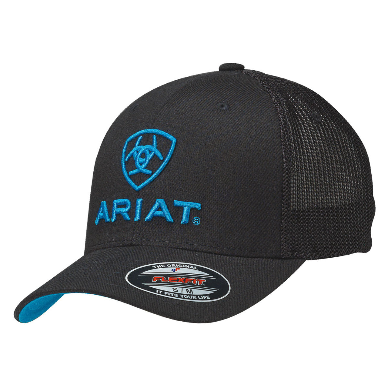 ARIAT BLACK FLEX FIT BLUE EMB LOGO